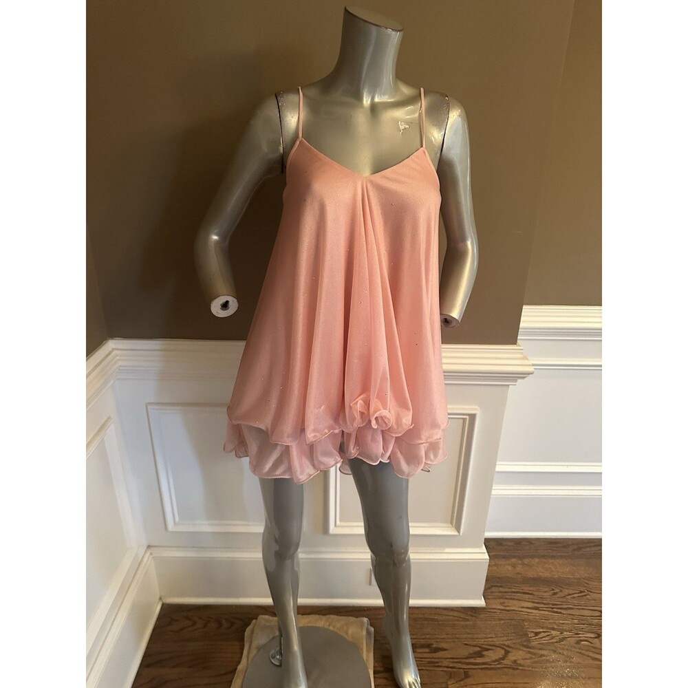 NWT CIDER Cami Mini Pink Babydoll Dress Ruffle Hem Sz XXS